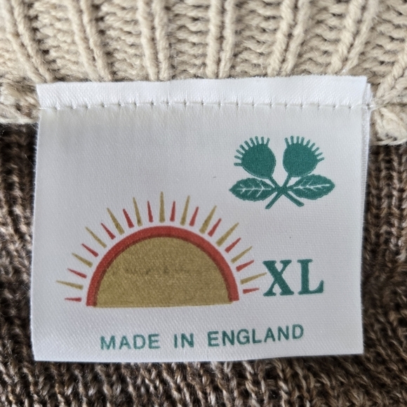 CARDIGAN SWEATER MENS BROWN TAN KNIT ZIPPER CLOSURE (XL) - Picture 9 of 10